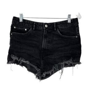Zara Black High Waisted Jean Cut Off Shorts Size 10